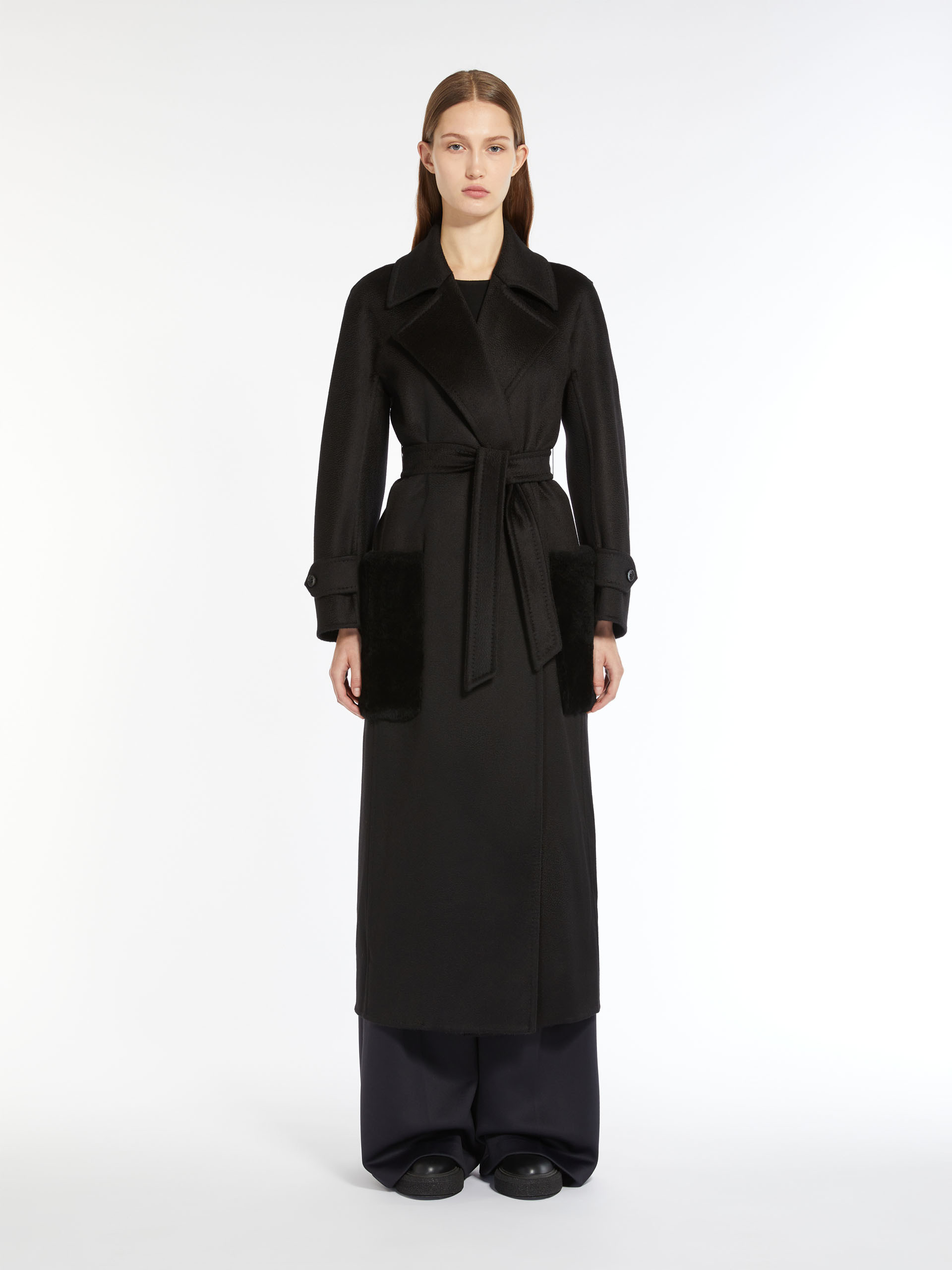 Max Mara Cashmere Robe Coat In Black