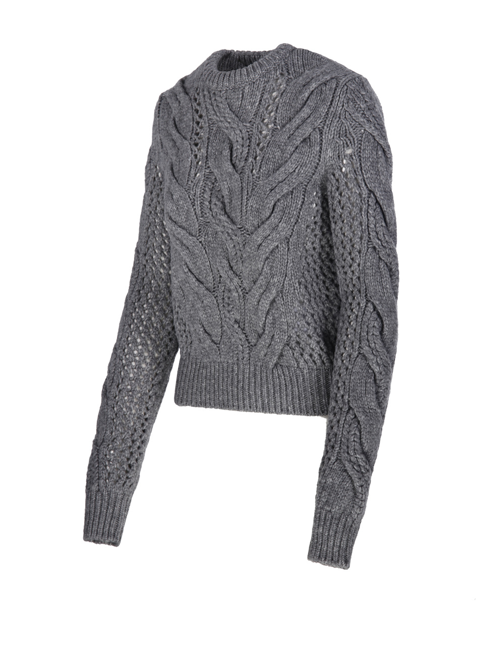 Sportmax Wool-blend Crewneck Sweater With Braids In Gray
