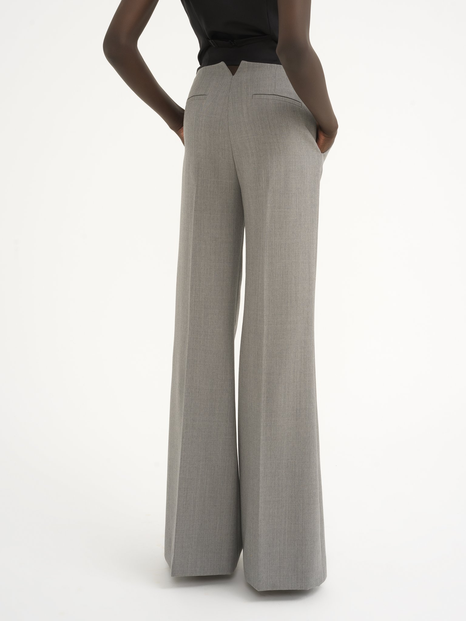 Chloé Wool Grain Bell Bottoms In Gray