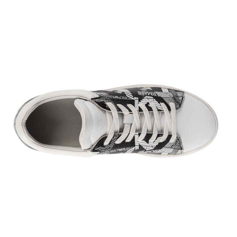 Emporio Armani Logo Strapped Casual Sneakers In White