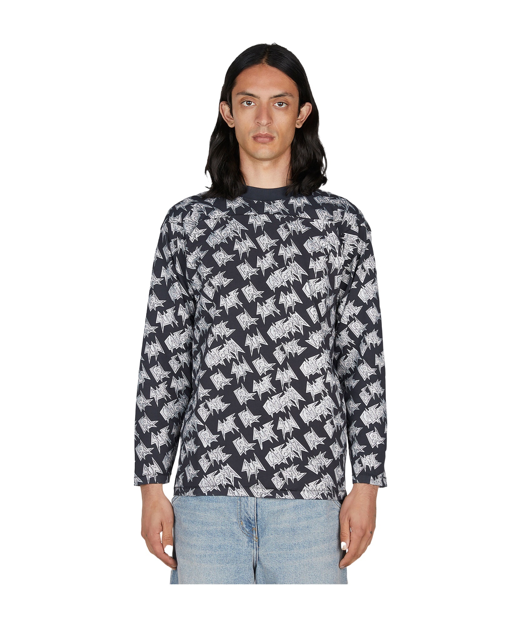 Erl Logo-print Long-sleeved T-shirt In Gray