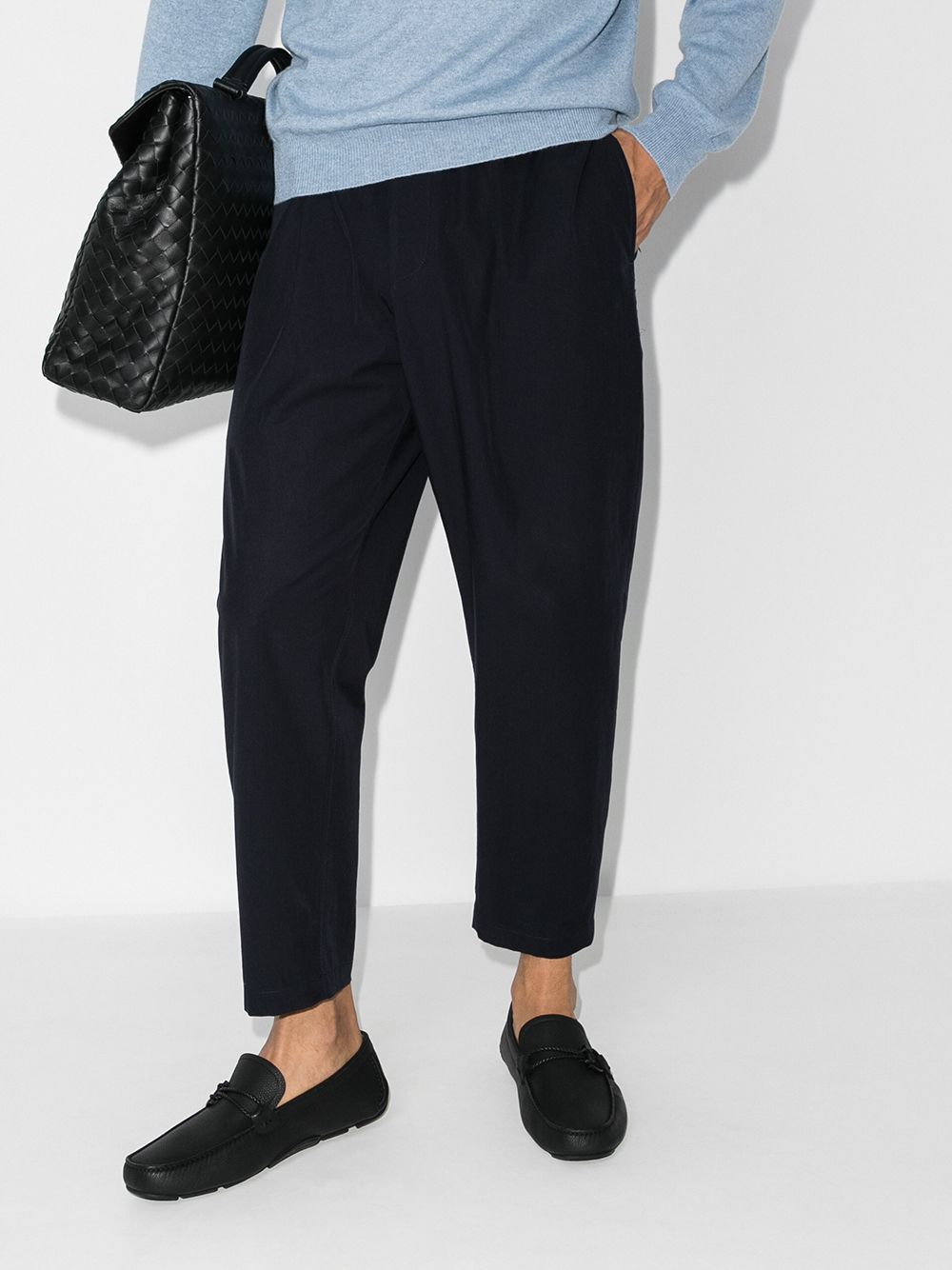 Ferragamo Black Solid Loafers In Black
