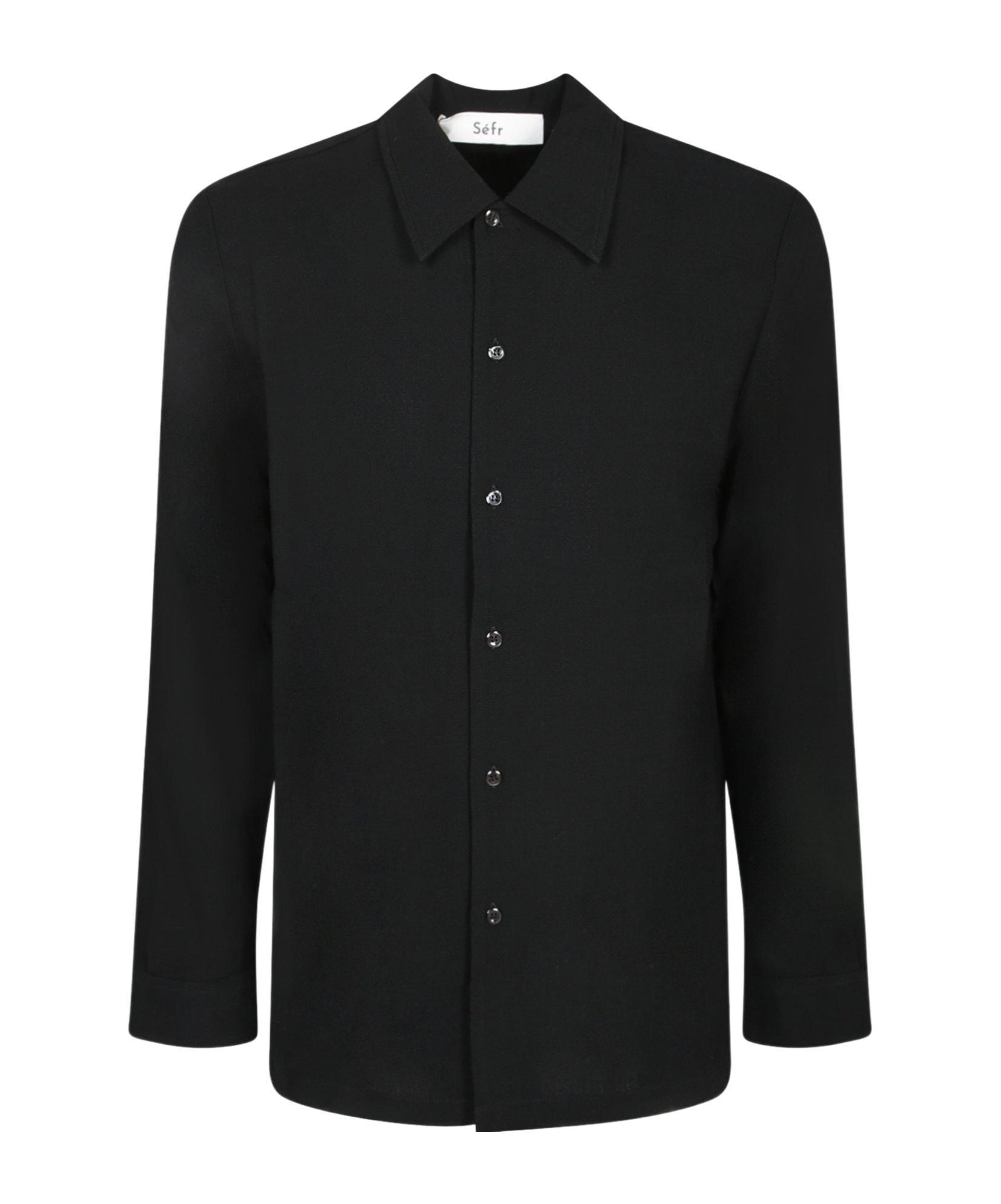 Séfr Wes Shirt Perforated Long-sleeve Shirt In Black