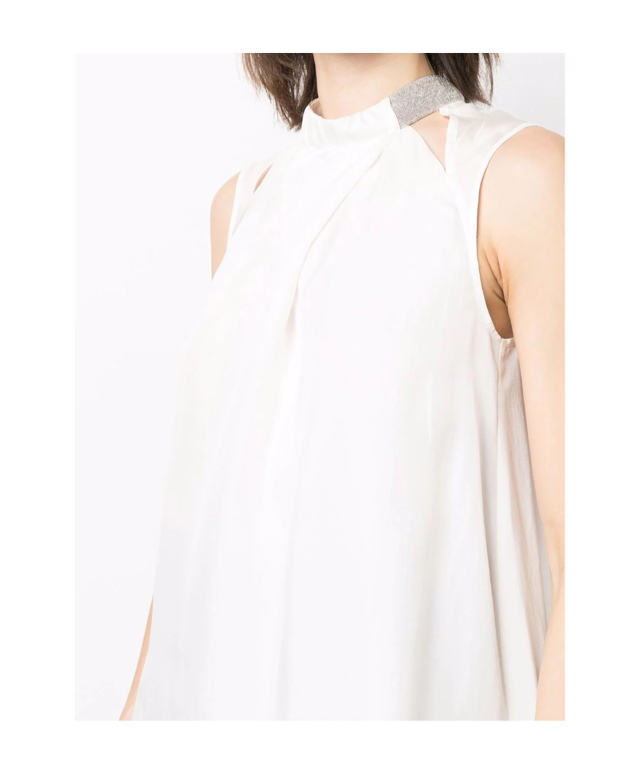 Shop Fabiana Filippi Rhinestone-embellished Blouse In White