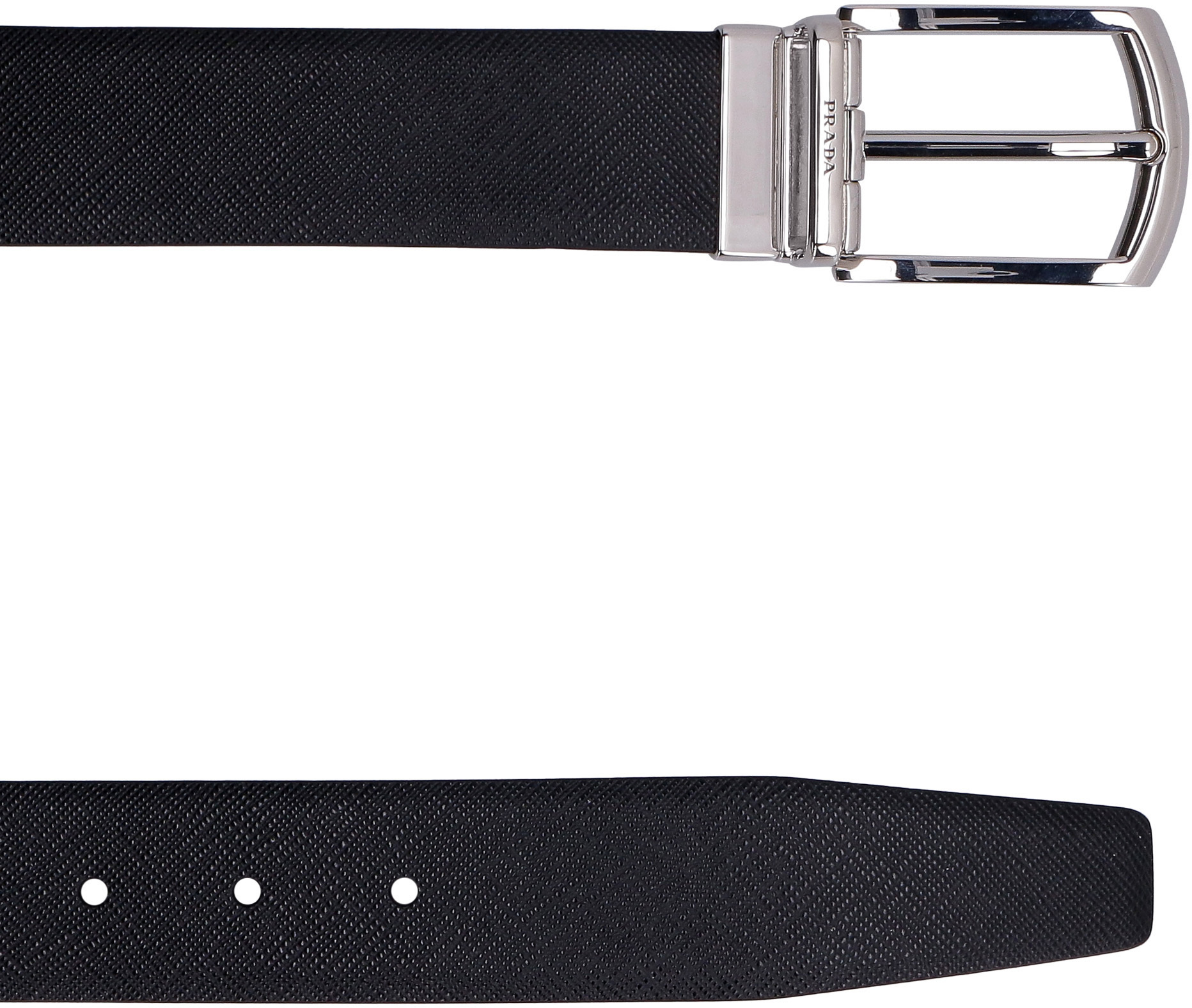 Prada Saffiano Leather Reversible Belt In Black
