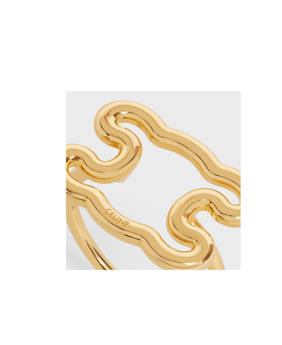 Celine Triomphe Frame Gold Finish Ring In Yellow