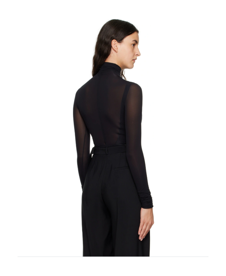 Mugler High-neck Long-sleeve Top In Black