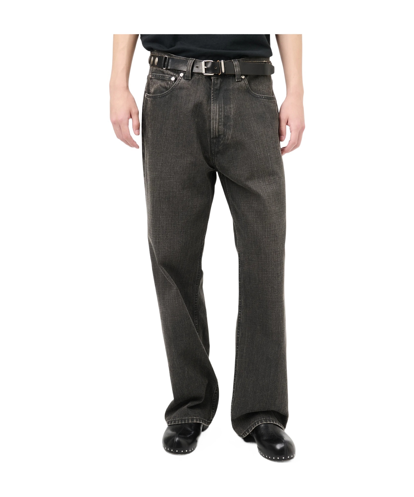 Our Legacy Straight Trousers With Belt Loops And Five-pocket Design In Black Coated Wash