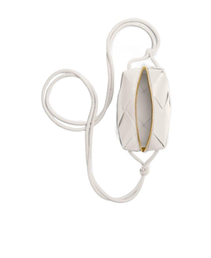 Bottega Veneta Mini Intrecciato Leather Shoulder Bag In White
