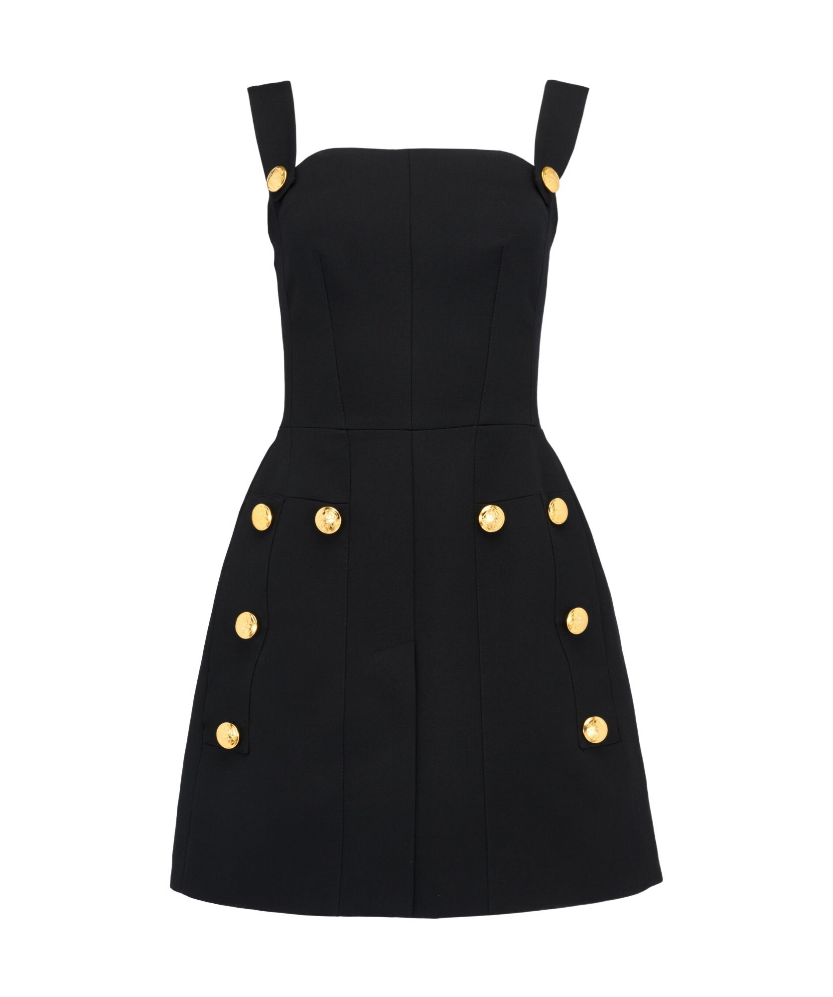 Alexander Mcqueen Military Button-embossed Minidress In Black