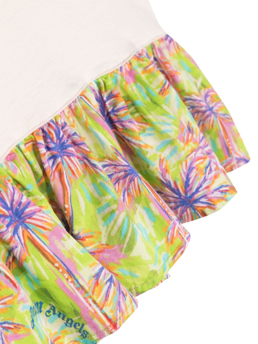 Palm Angels Palm Tree-print Short-sleeve Dress In White