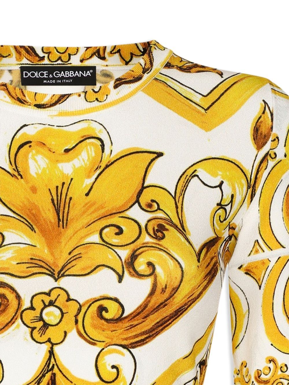 Dolce & Gabbana Majolica Strickoberteil In White/yellow