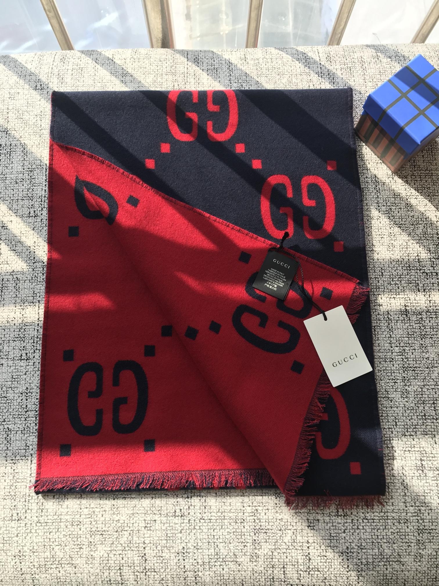 Gucci Freedom Gg-jacquard Wool-blend Scarf In Red