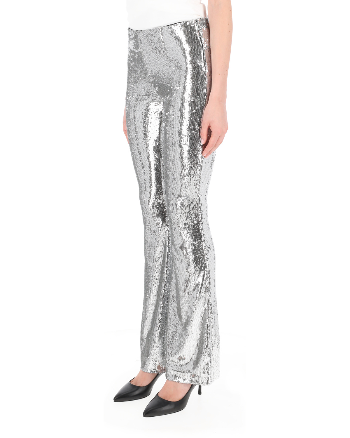 Philosophy Di Lorenzo Serafini High-waisted Flared Sequinned Trousers In Gray