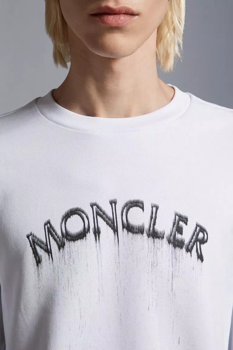 Moncler Logo-print Cotton Sweatshirt In White