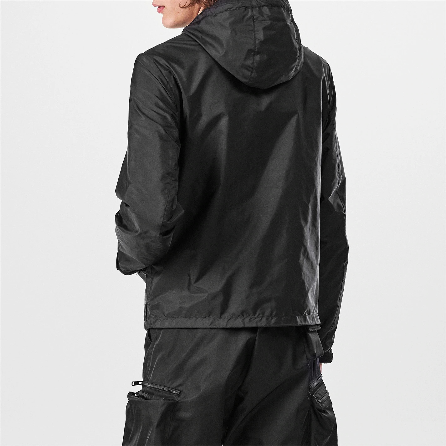 Prada Re-nylon Windbreaker In Black