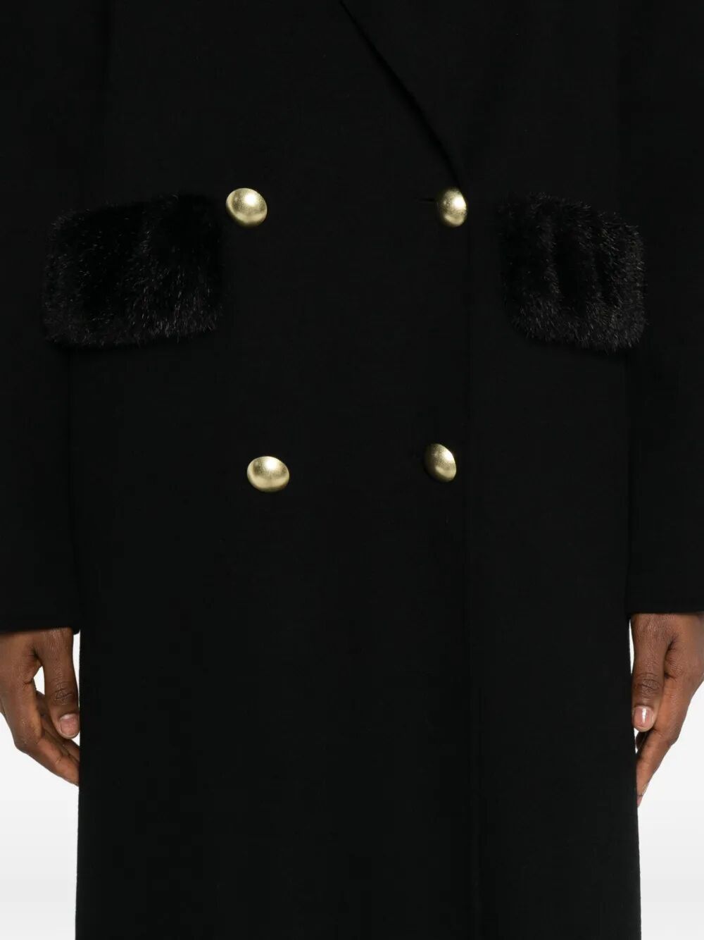 Ermanno Firenze Wool Blend Double-breasted Coat In Black