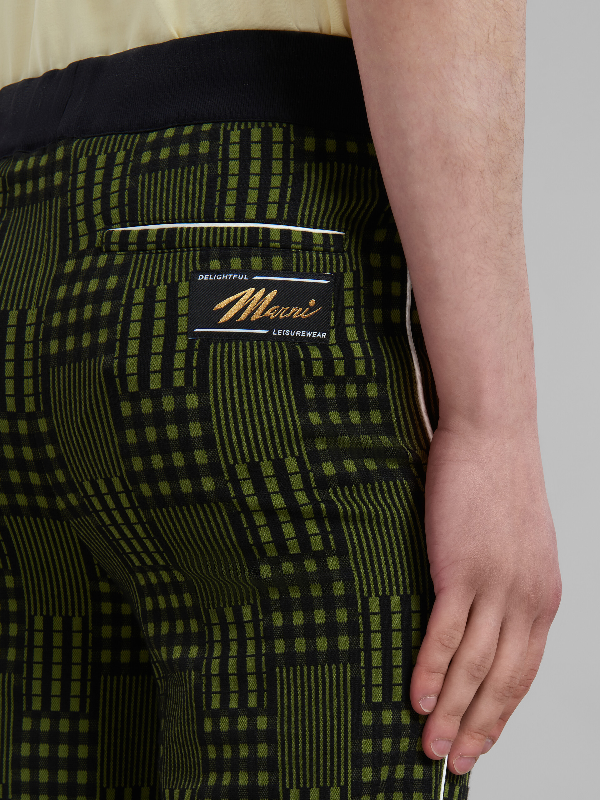 Marni Geometric-print Slim-cut Trousers In Green