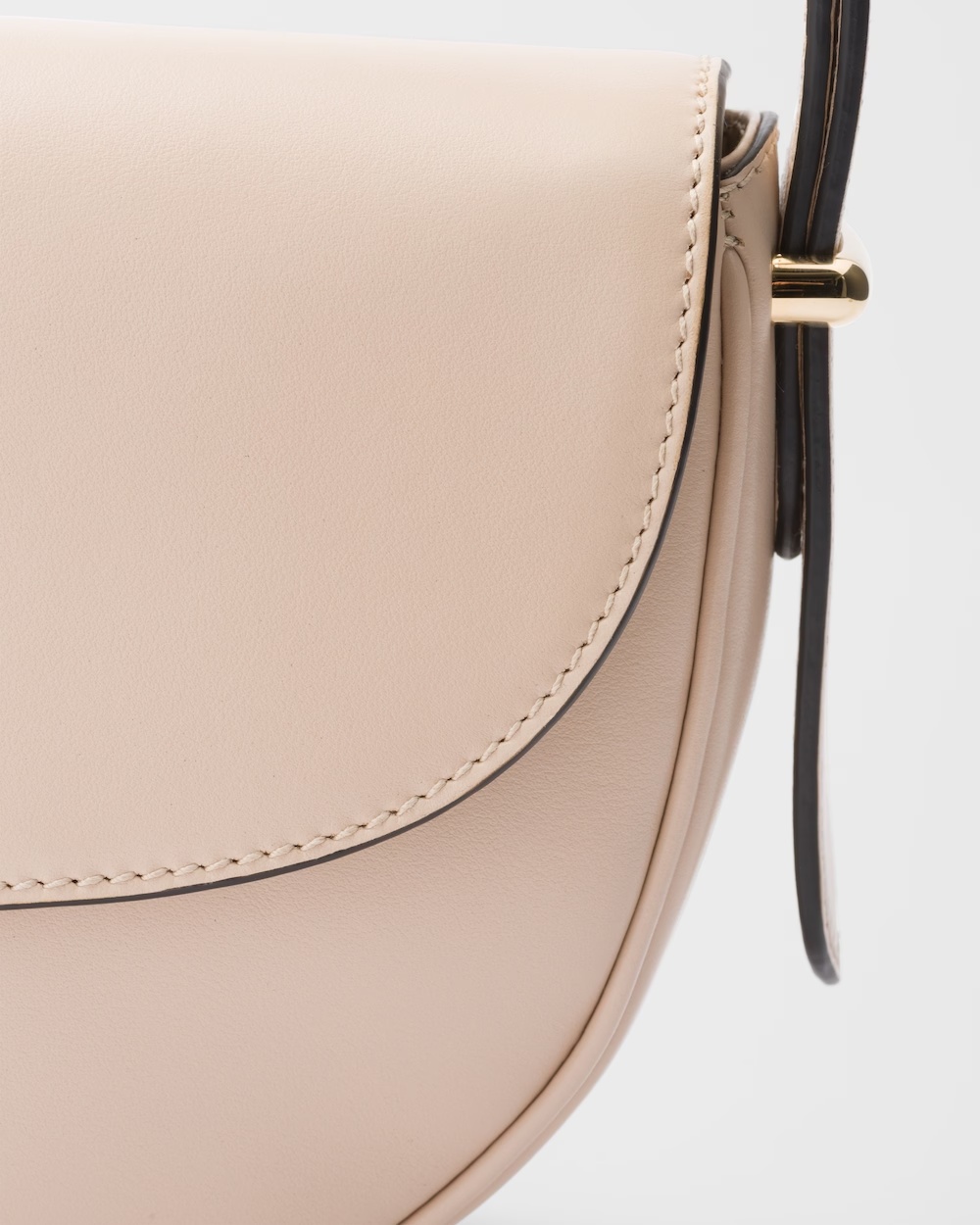 Prada Logo Plaque Foldover Small Shoulder Bag In Nude