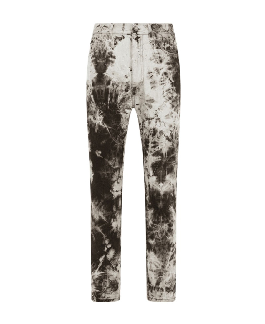 Dolce & Gabbana Acid-wash Two-tone Jeans In Multicolor