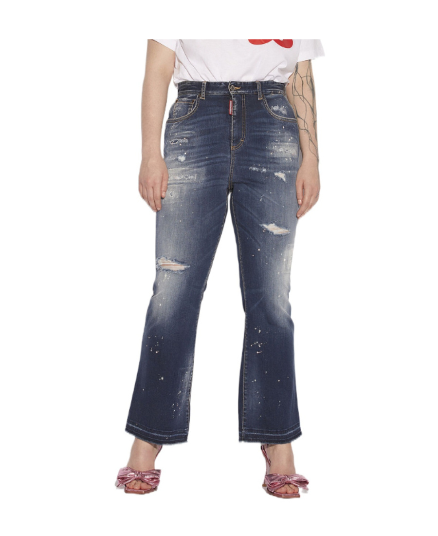 Dsquared2 Distressed Flared Jeans In Black