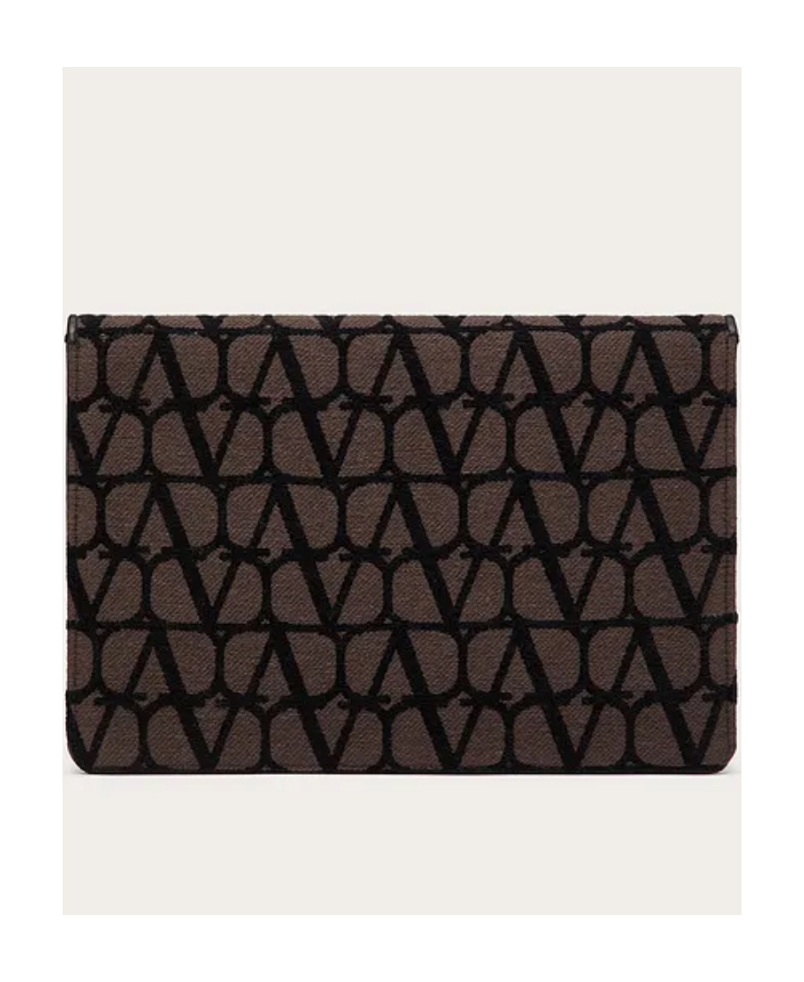 Valentino Loco' Toile Iconographe Pouch In Black