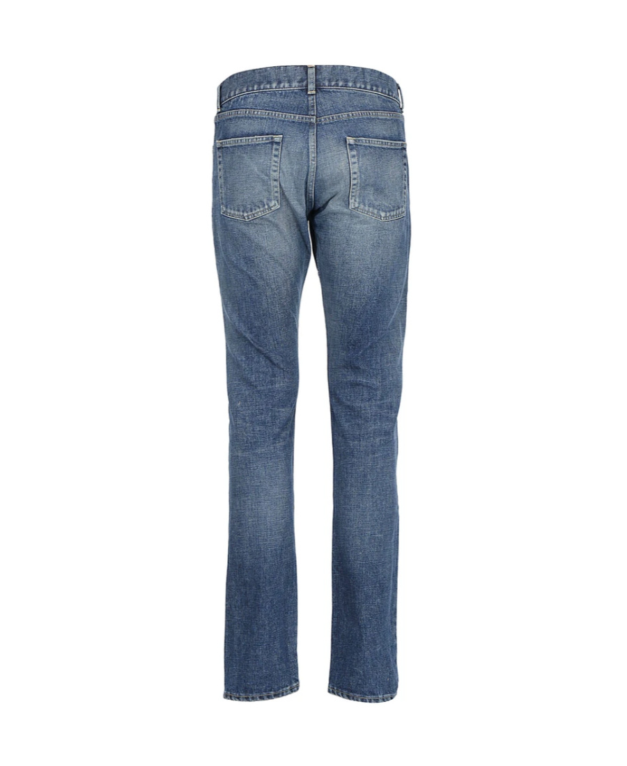 Saint Laurent Cotton Washed Jeans In Blue