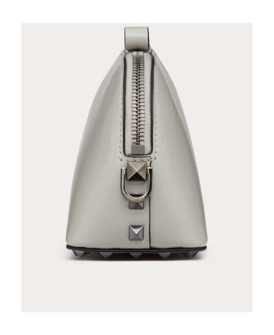 Valentino Rockstud-detail Leather Clutch Bag In Gray