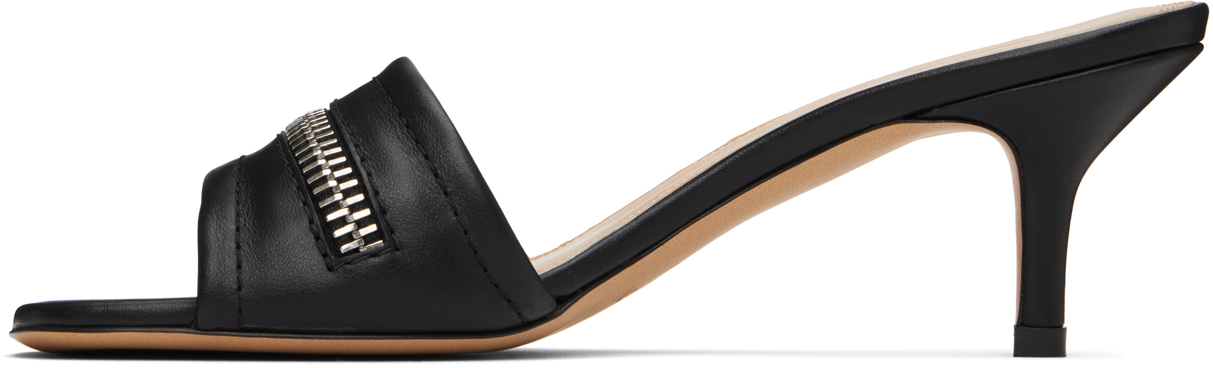 Jw Anderson Black Leather Biker Heeled Sandals In Black