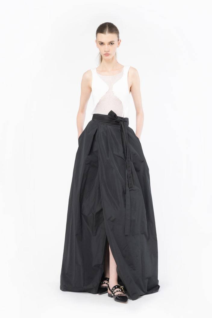 Pinko Top En Maille Filet Patchwork Transparent In White
