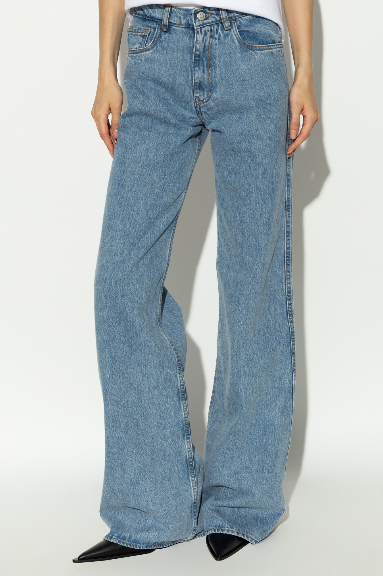 Coperni Studded Rigid High-rise Wide-leg Jeans In Blue