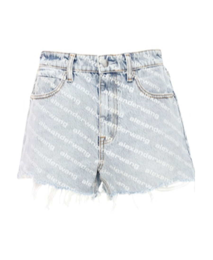 Alexander Wang All-over Logo Printed Denim Shorts Clothing