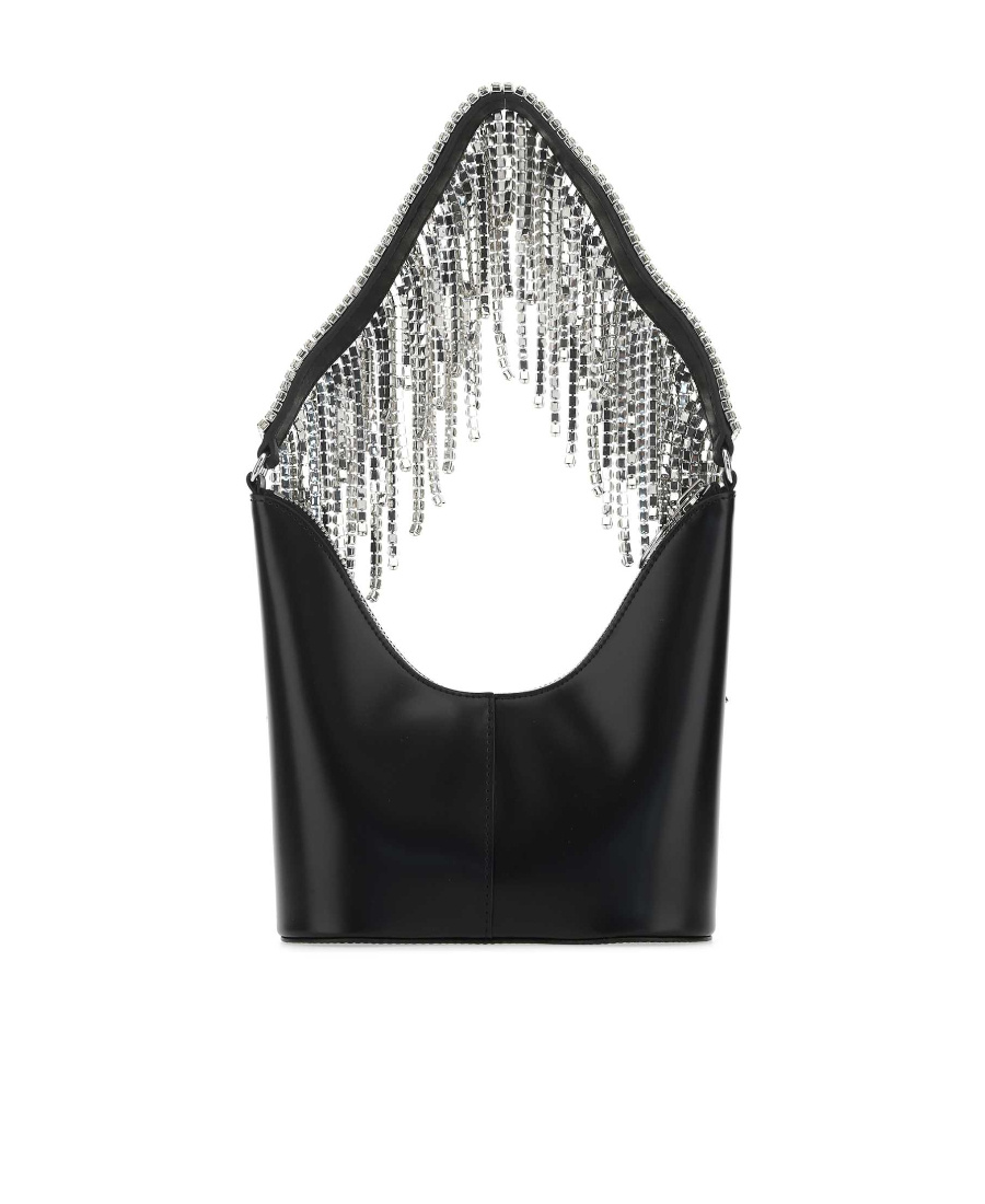 Shop Kara Crystal-fringe Leather Shoulder Bag In Black