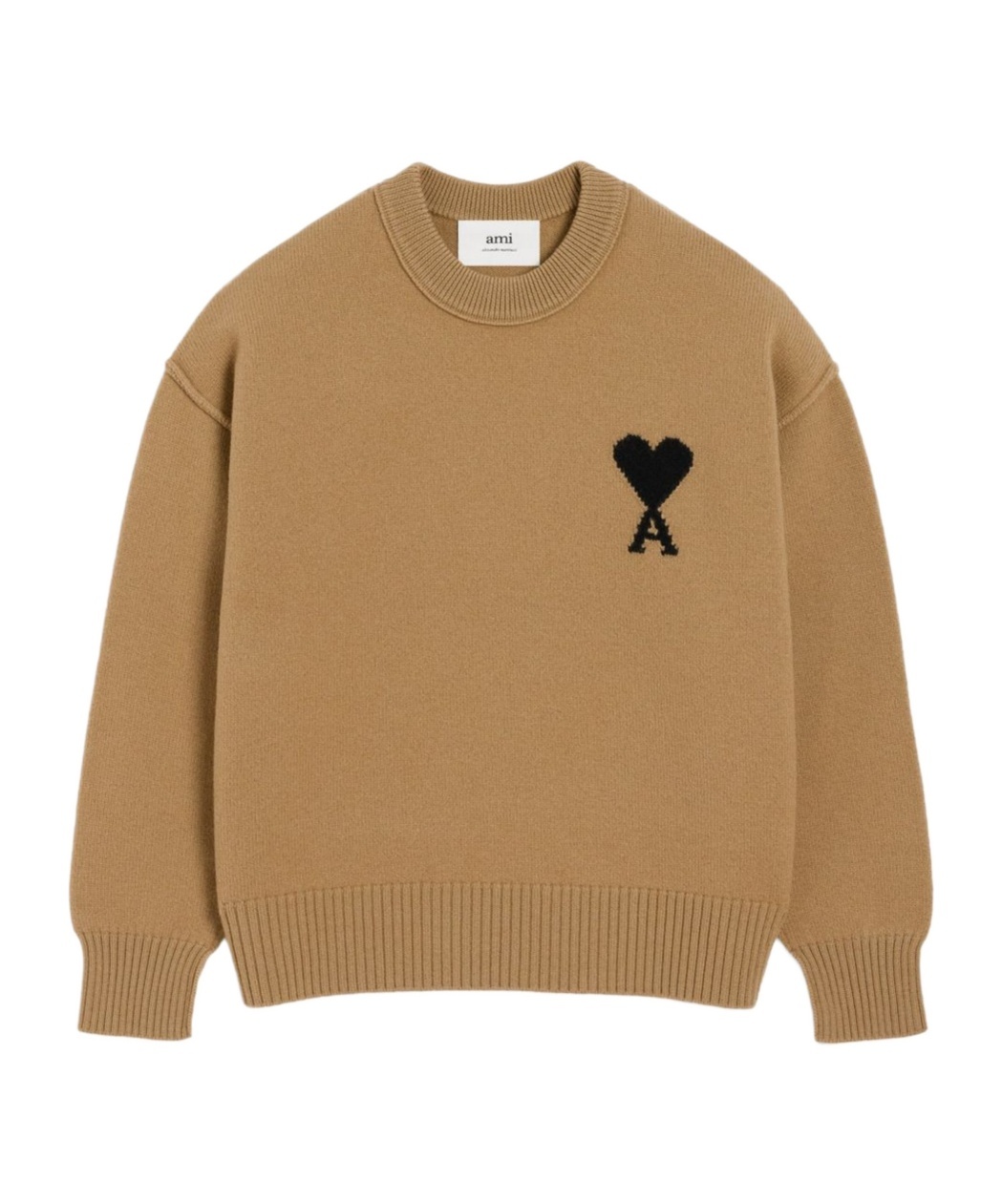 Ami Alexandre Mattiussi Ami Bronze Knit Sweater With Inside-out Seams And Heart Logo In Brown