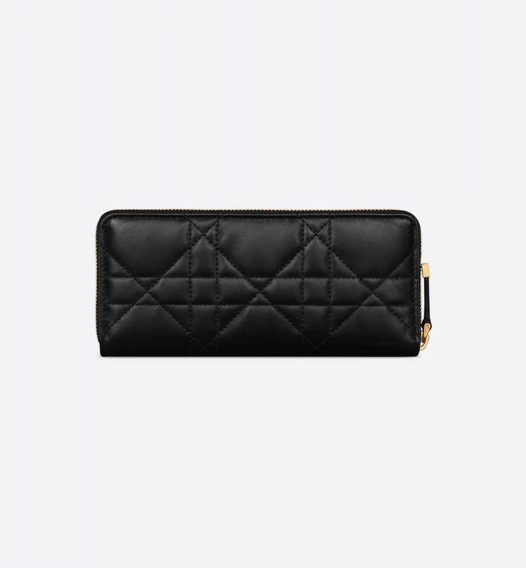 Dior Miss Caro Voyageur Slim Wallet With Crystals In Black