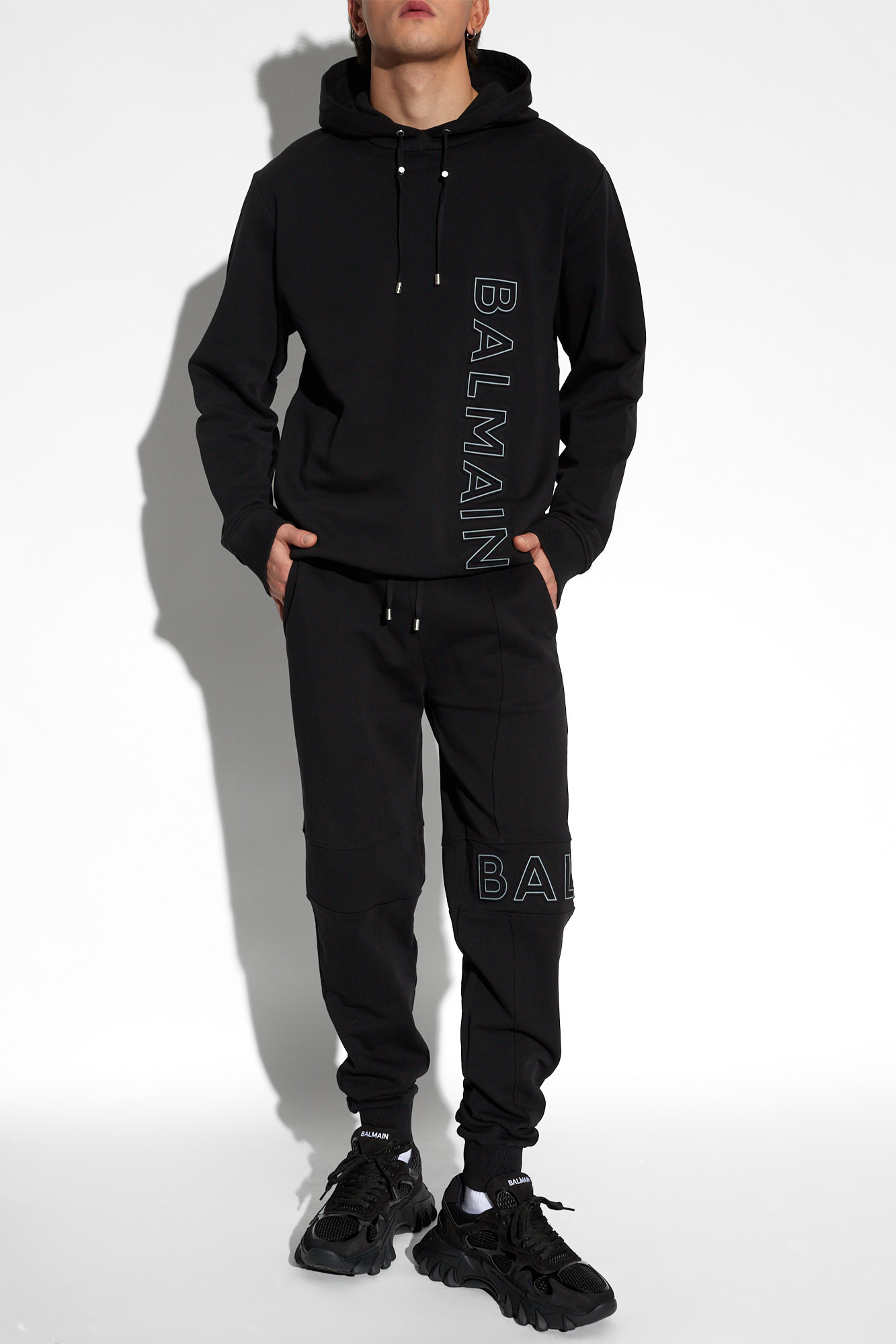 Balmain Black Cotton Jogging Pants