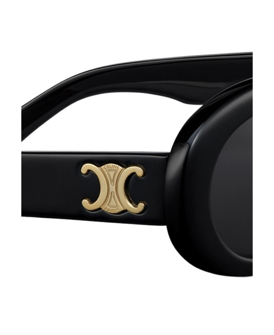 Celine Triomphe Logo Oval Acetate Sunglasses In Black