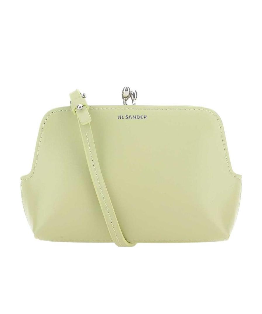 Jil Sander Pastel Green Leather Micro Goji Crossbody Bag In Green