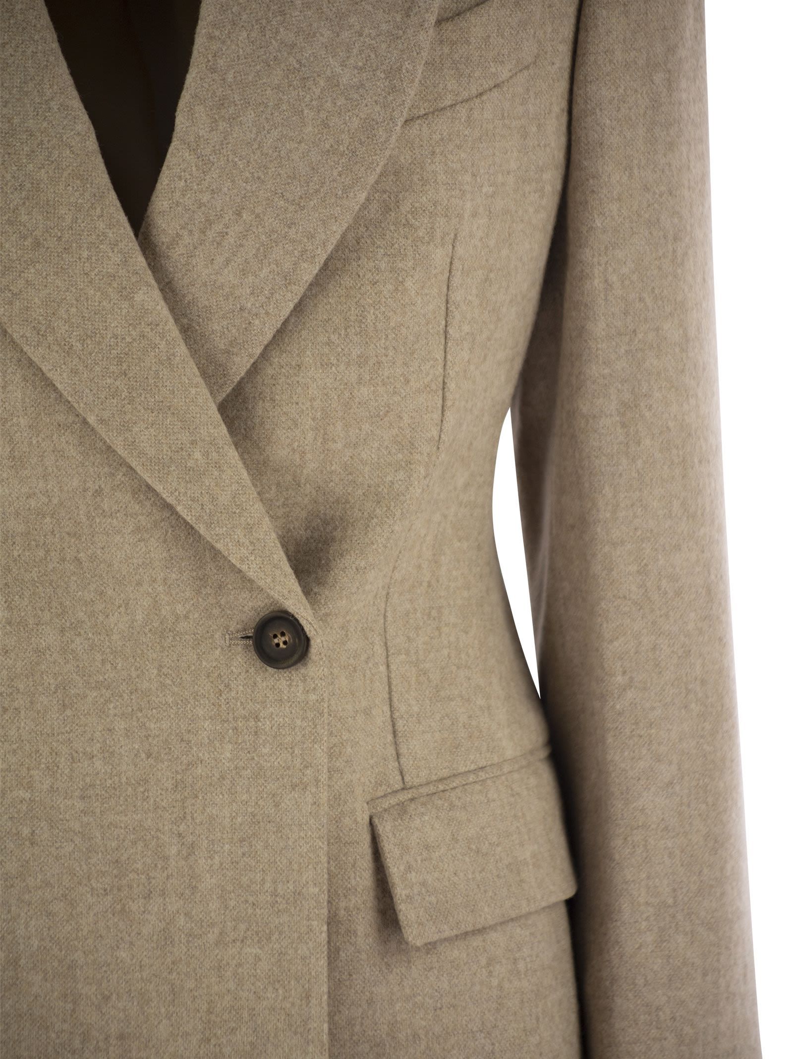 Brunello Cucinelli Double-breasted Wool And Alpaca In Nude