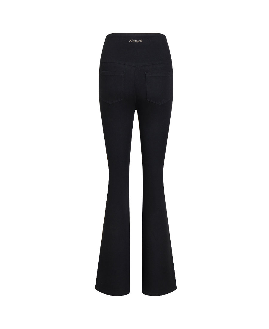 Liuregali Split High Waist Horn Jeans In Black