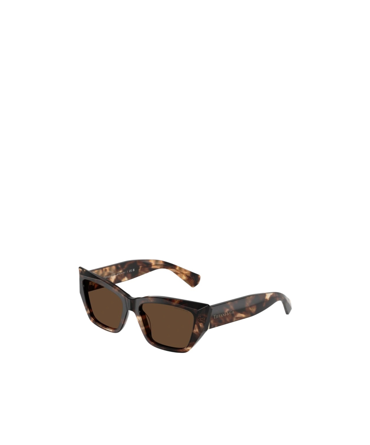 Tiffany & Co . Bold Angular Sunglasses With Tortoiseshell Pattern In Brown
