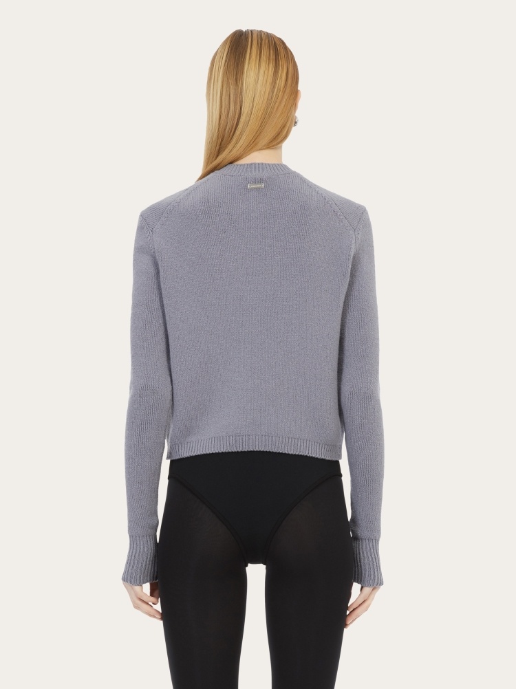 Ferragamo Long-sleeved Sweater In Gray