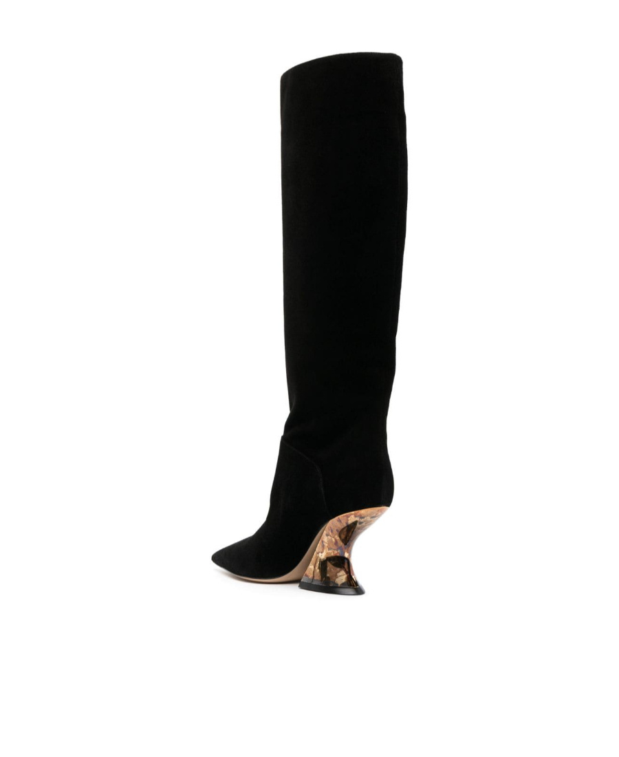 Casadei Elodie 85mm Knee-length Suede Boots In Black