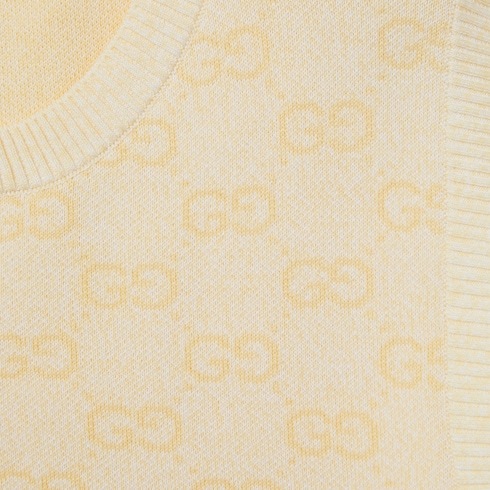 Gucci Fine Gg Cotton Sleeveless Top In Light Yellow And White