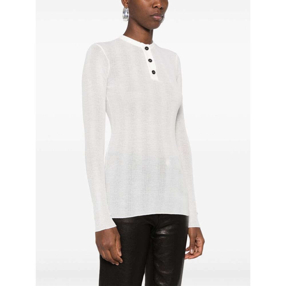 Khaite Fine-ribbed Long-sleeve T-shirt In White