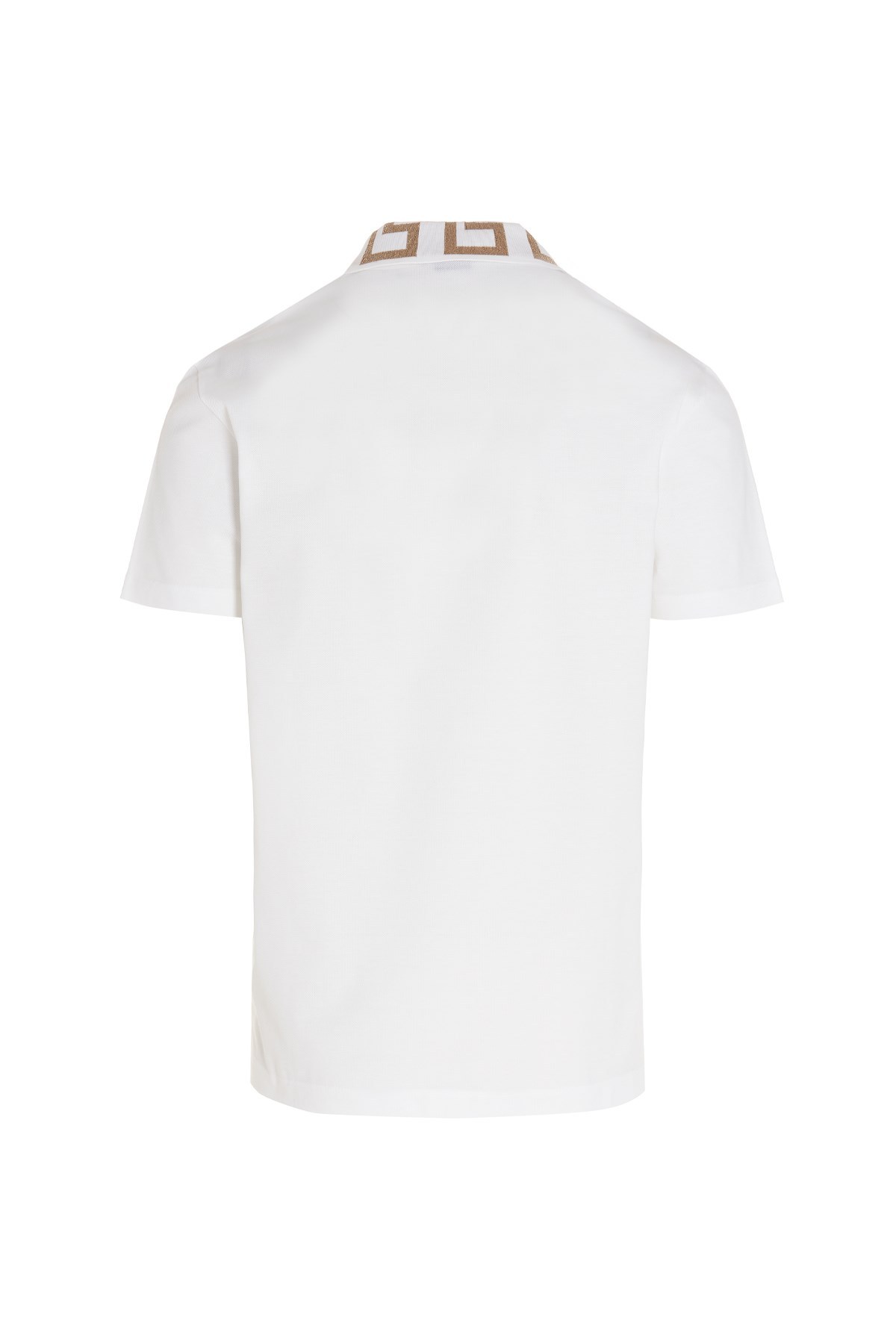 Versace Men Greca Polo Shirt With Short Sleeves In White