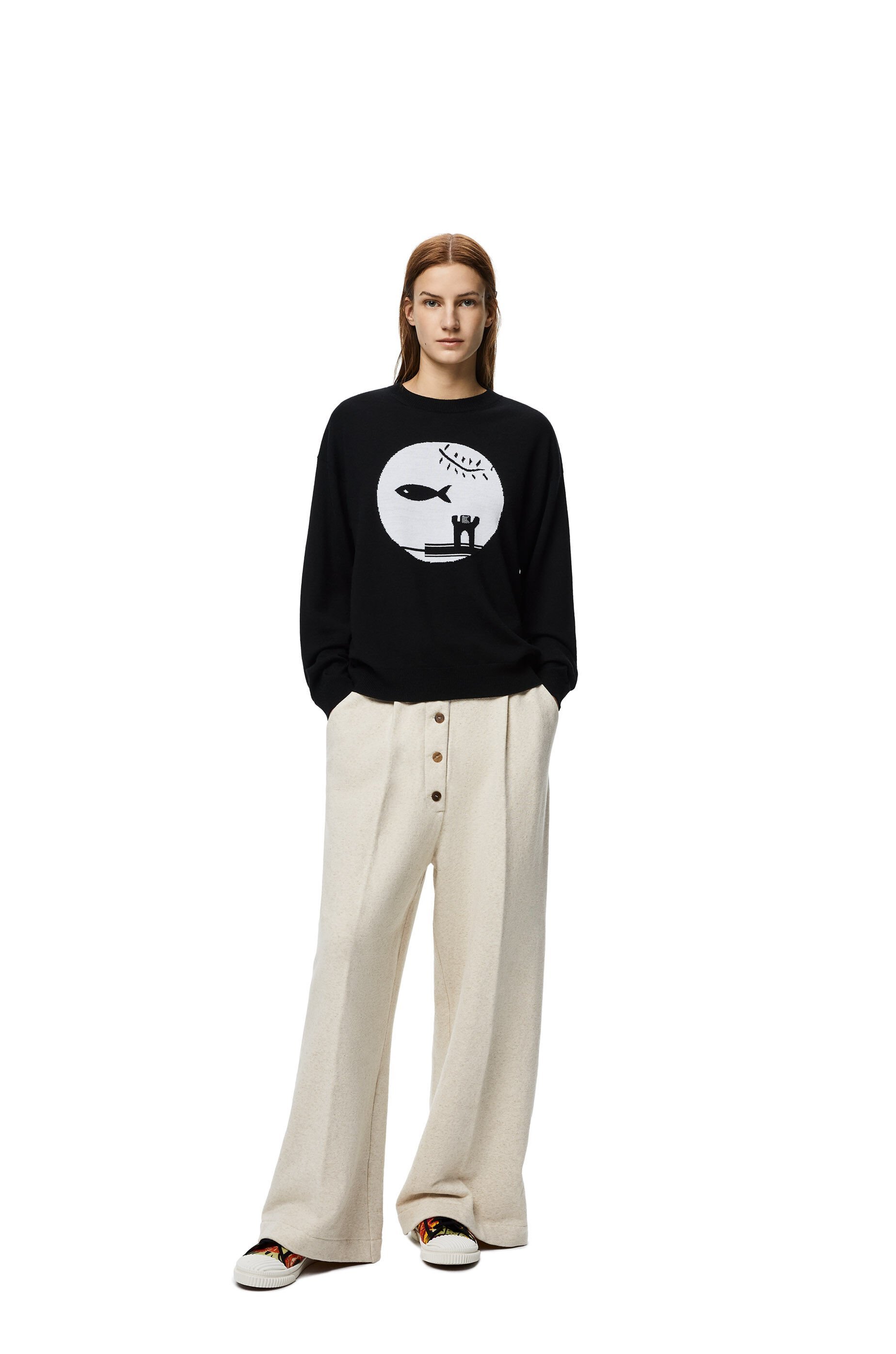 Loewe Inlaid Wool Pullover In Black