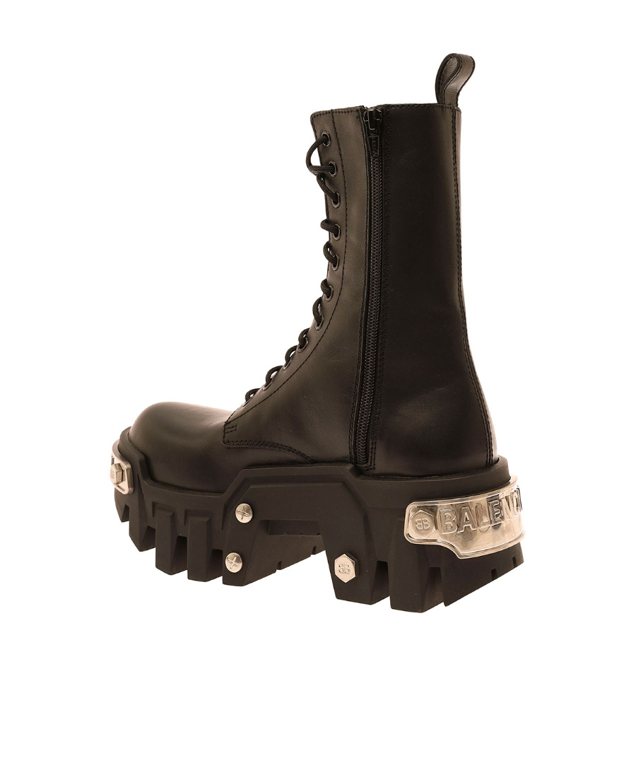 Balenciaga Bulldozer Platform Leather Boots In Black