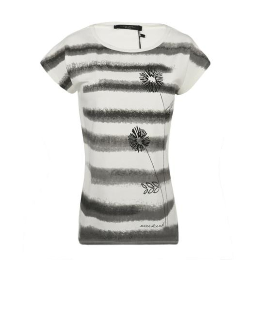 Weekend Max Mara Checkered Short-sleeved Flower T-shirt In White