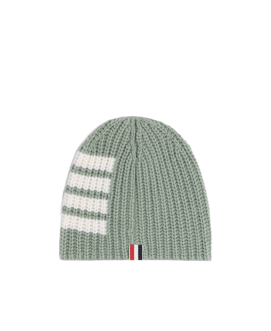 THOM BROWNE 4-BAR STRIPE HALF CARDIGAN-STITCH BEANIE